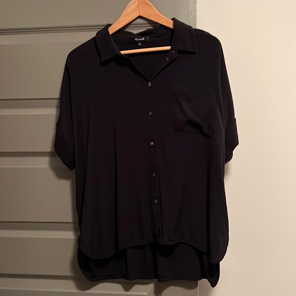 Black Madewell collared drapey top - size XL